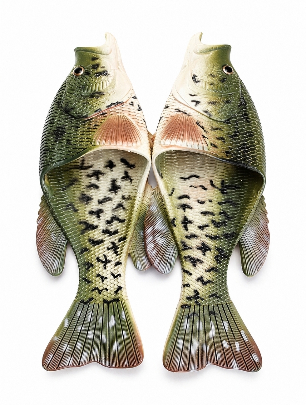 River's Edge Men's Crappie Fish Shaped Rubber Slides Sandals 10-10.5 Gag Gift